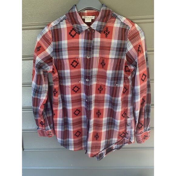 Ariat Tops - Women's XS ARIAT Red Aztec Plaid Button Down Flannel Shirt western cowboy